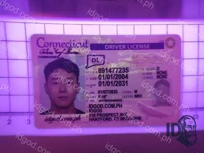 Hologram detail of IDGod Connecticut Polycarbonate - Official State Material Fake ID Fake ID