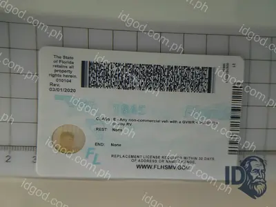 Back view of IDGod Florida Polycarbonate - Official State Material Fake ID Fake ID