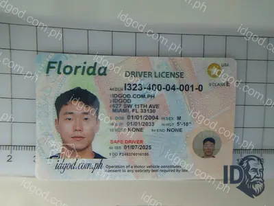 Front view of IDGod Florida Polycarbonate - Official State Material Fake ID Fake ID