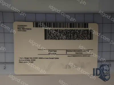 Back view of IDGod Illinois Polycarbonate - Official State Material Fake ID Fake ID