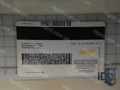 Back view of IDGod Louisiana Fake ID