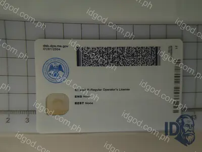 Back view of IDGod Mississippi Polycarbonate - Official State Material Fake ID Fake ID
