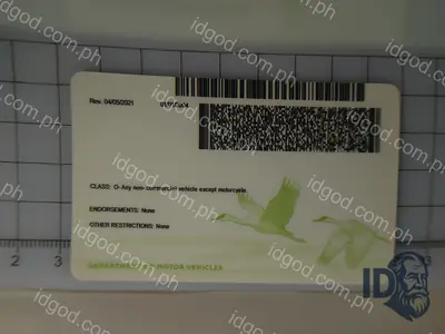 Back view of IDGod Nebraska Polycarbonate - Official State Material Fake ID Fake ID