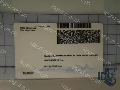 Back view of IDGod Nevada Polycarbonate Fake ID