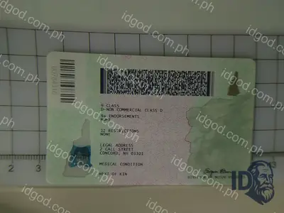 Back view of IDGod New Hampshire Fake ID
