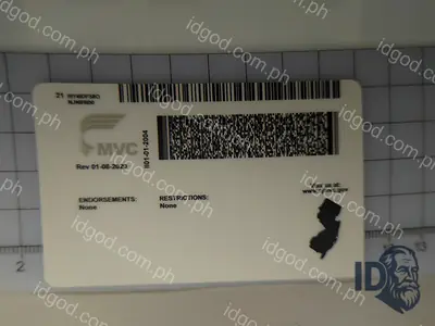Back view of IDGod New Jersey Fake ID Fake ID