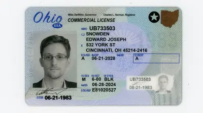 Front view of IDGod CDL Ohio Polycarbonate Fake ID