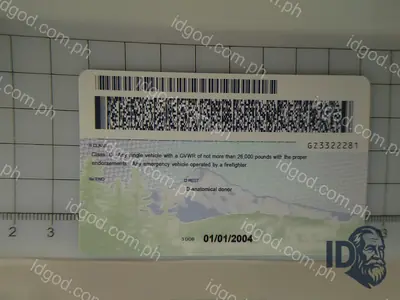 Back view of IDGod Oregon Fake ID