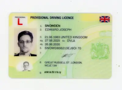 Front view of IDGod United Kingdom Provisional Polycarbonate Fake ID