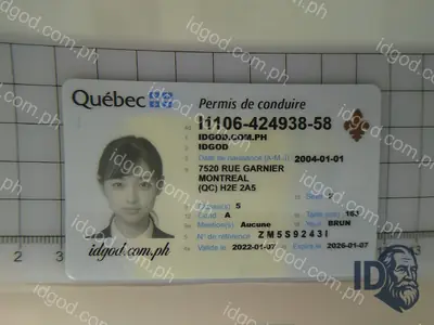 Front view of IDGod Quebec Canada Fake ID