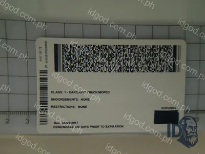 Back view of IDGod South Dakota Fake ID