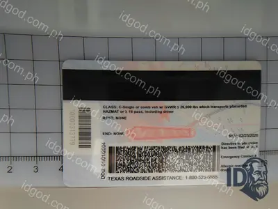 Back view of IDGod Texas Fake ID