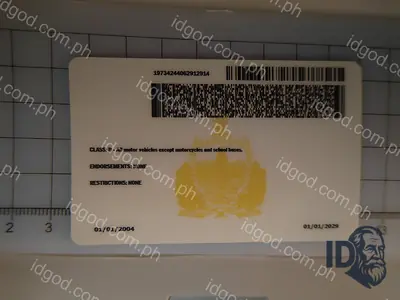 Back view of IDGod Vermont Fake ID