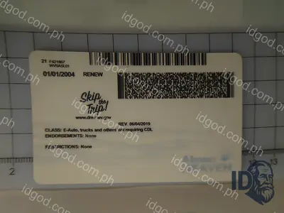 Back view of IDGod West Virginia Polycarbonate - Official State Material Fake ID Fake ID