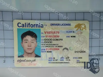Front view of IDGod California Polycarbonate - Official State Material Fake ID Fake ID