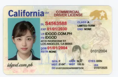 Front view of IDGod CDL California Polycarbonate - Official State Material CDL Fake ID