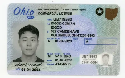 Front view of IDGod Ohio CDL Fake ID Fake ID