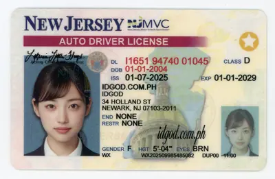 Front view of IDGod NJ ID Identical MVC Polycarbonate Fake ID