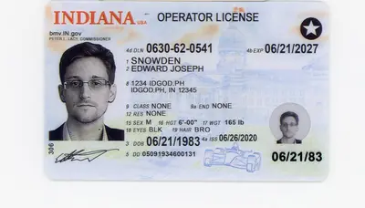 Front view of IDGod Indiana Fake ID