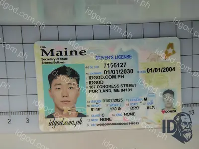 Front view of IDGod Maine Polycarbonate - Official State Material Fake ID Fake ID