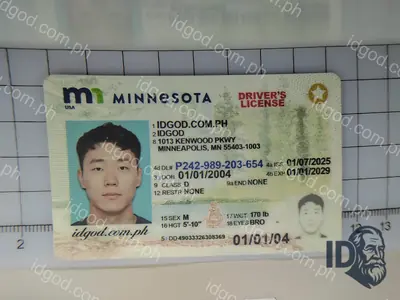 Front view of IDGod Minnesota Polycarbonate - Official State Material Fake ID Fake ID