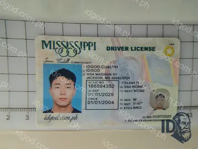 Front view of IDGod Mississippi Polycarbonate - Official State Material Fake ID Fake ID