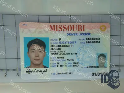 Front view of IDGod Missouri Polycarbonate - Official State Material Fake ID Fake ID