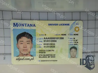 Front view of IDGod Montana Polycarbonate - Official State Material Fake ID Fake ID