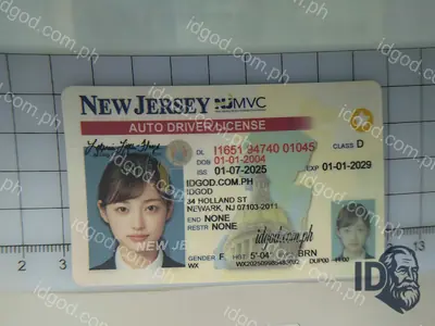 Front view of IDGod New Jersey Polycarbonate - Official State Material Fake ID Fake ID