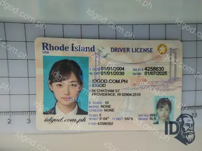 Front view of IDGod Rhode Island Polycarbonate - Official State Material Fake ID Fake ID