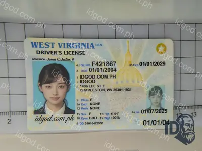 Front view of IDGod West Virginia Polycarbonate - Official State Material Fake ID Fake ID