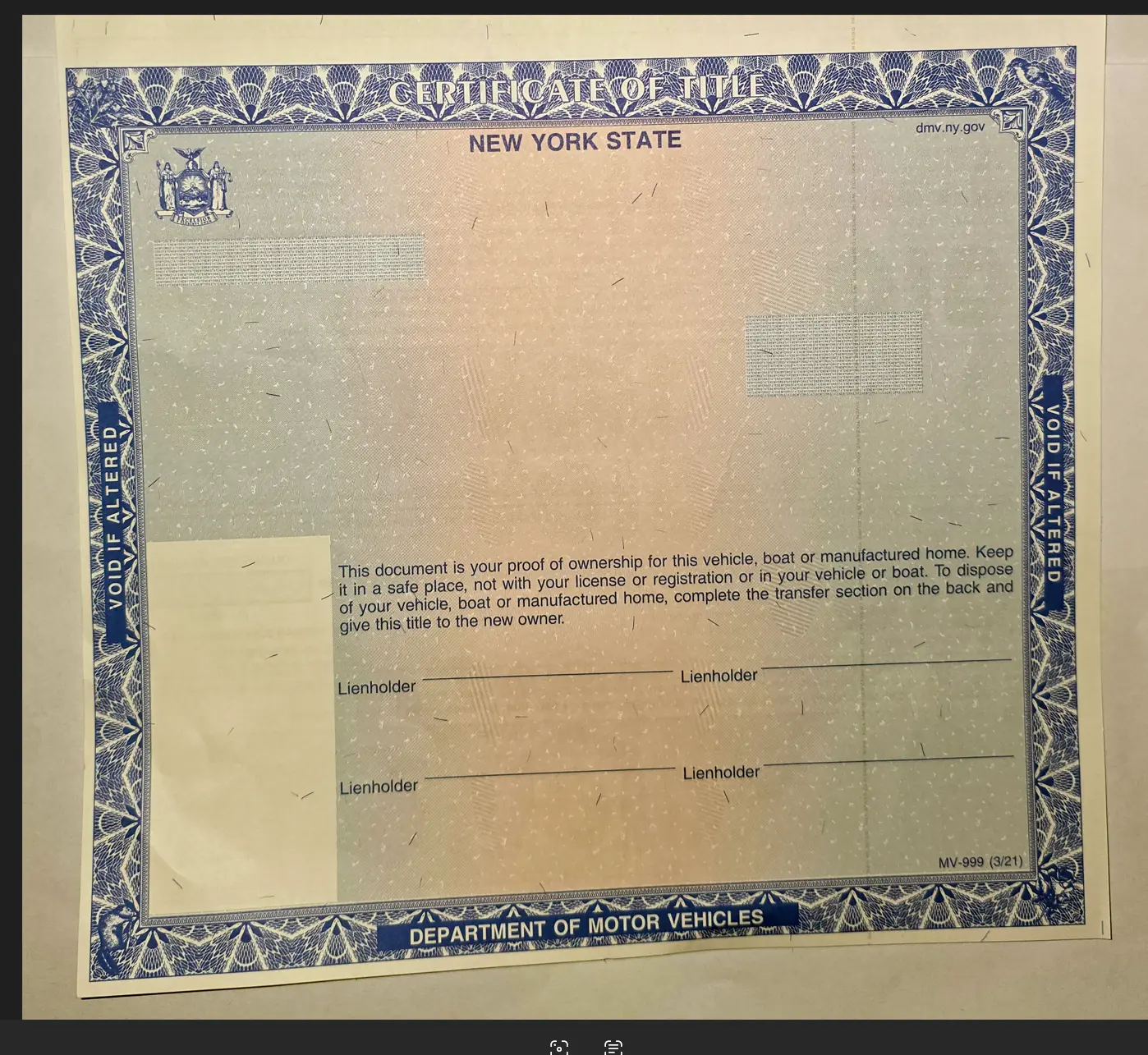 IDGod New York Car Title - NY Vehicle Ownership Document